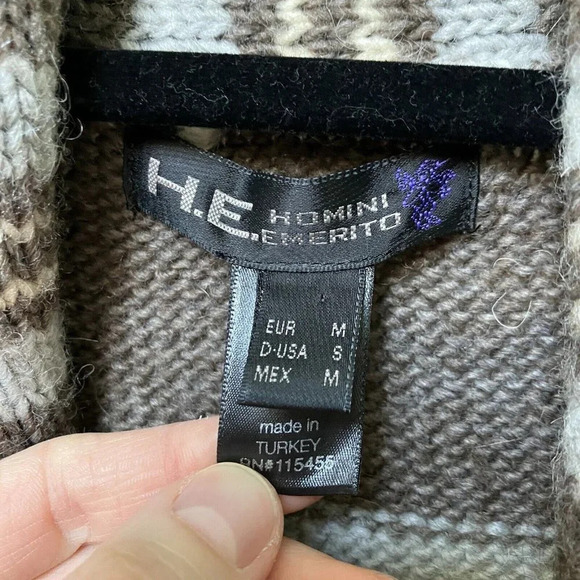 Homini Emerito Wool Blend Shawl  Collar Nordic Fair Isle Sweater - Picture 2 of 4